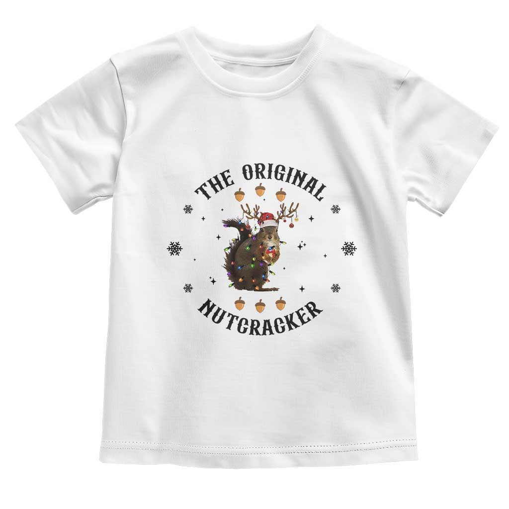Funny Christmas Squirrel Toddler T Shirt The Original Nutcracker Snowflake Santa Hat TS11 White Print Your Wear