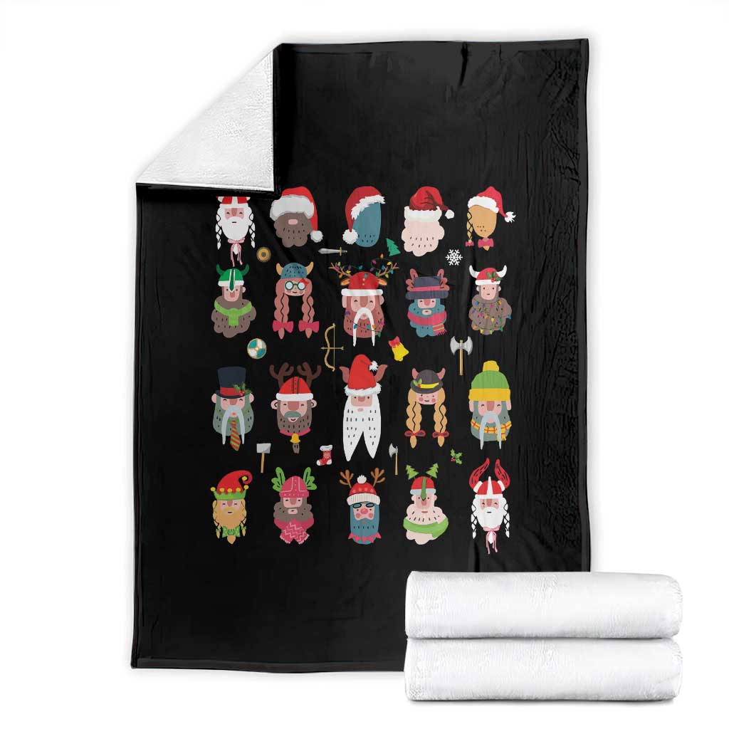 Funny Christmas Viking Throw Blanket Nordic Cute Viking Warriors TS11 Black Print Your Wear