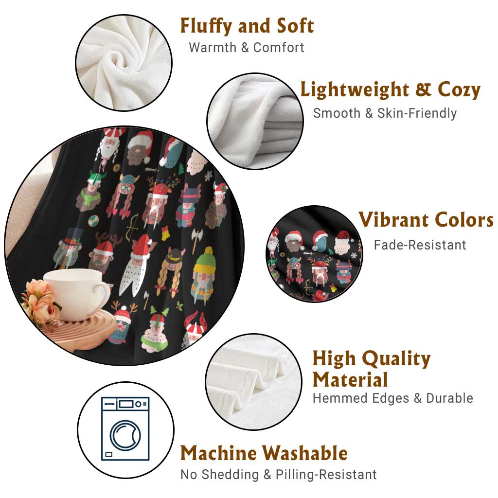 Funny Christmas Viking Throw Blanket Nordic Cute Viking Warriors TS11 Print Your Wear