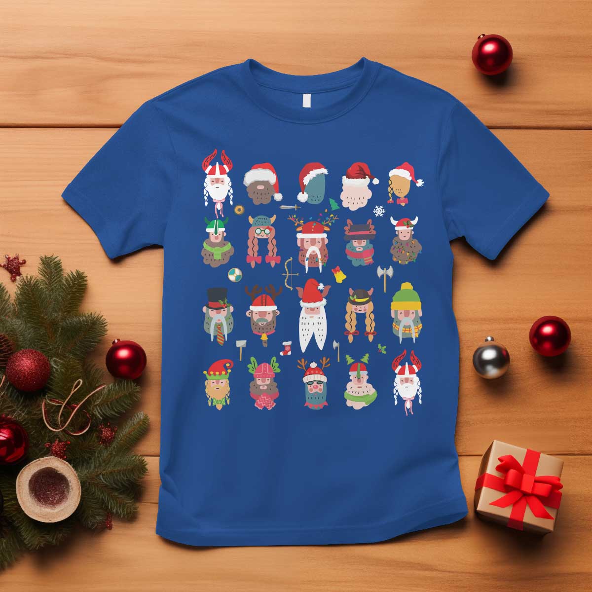 Funny Christmas Viking T Shirt Nordic Cute Viking Warriors TS11 Royal Blue Print Your Wear