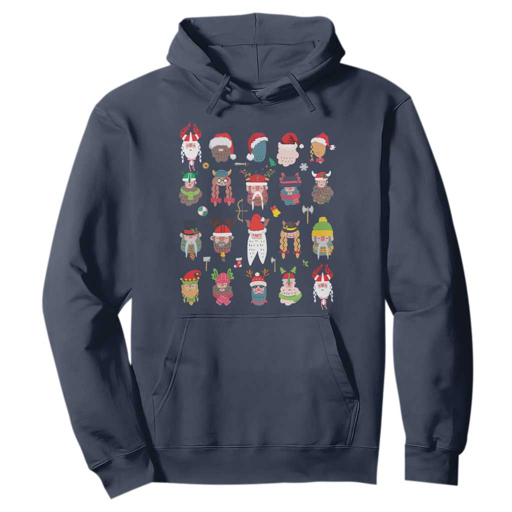 Funny Christmas Viking Hoodie Nordic Cute Viking Warriors TS11 Navy Print Your Wear