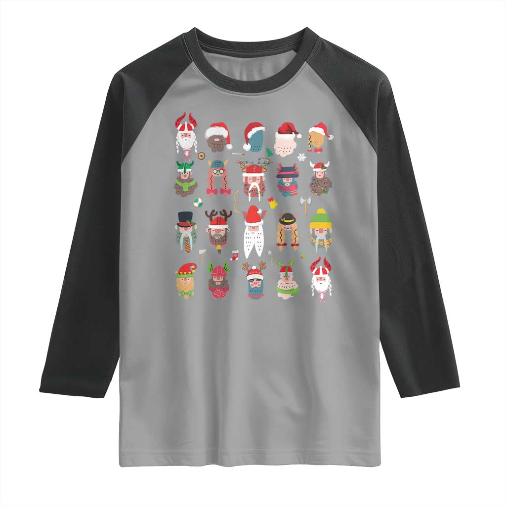 Funny Christmas Viking Raglan Shirt Nordic Cute Viking Warriors TS11 Sport Gray Black Print Your Wear