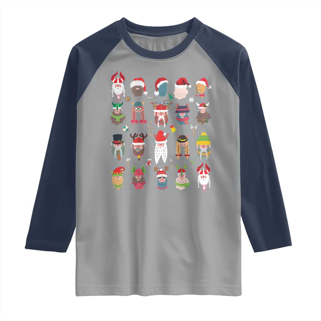 Funny Christmas Viking Raglan Shirt Nordic Cute Viking Warriors TS11 Sport Gray Navy Print Your Wear