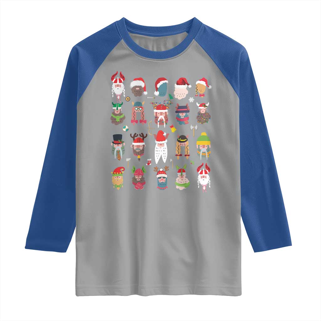 Funny Christmas Viking Raglan Shirt Nordic Cute Viking Warriors TS11 Sport Gray Royal Print Your Wear