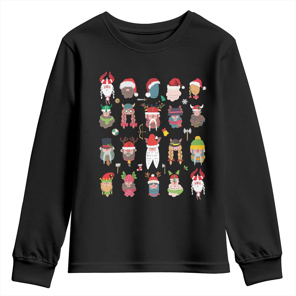 Funny Christmas Viking Youth Sweatshirt Nordic Cute Viking Warriors TS11 Black Print Your Wear