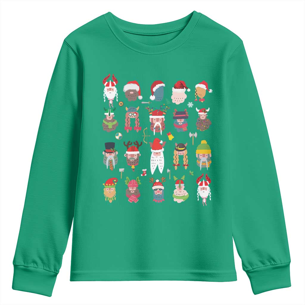 Funny Christmas Viking Youth Sweatshirt Nordic Cute Viking Warriors TS11 Irish Green Print Your Wear