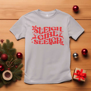 Funny Christmas T Shirt Sleigh Girl Sleigh Reindeer TS11 Ice Gray Print Your Wear