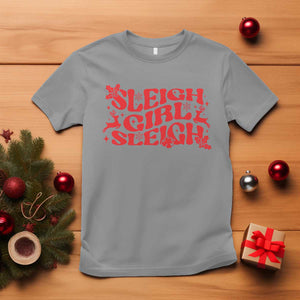 Funny Christmas T Shirt Sleigh Girl Sleigh Reindeer TS11 Sport Gray Print Your Wear