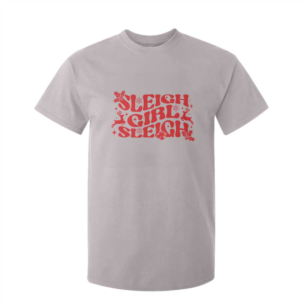Funny Christmas T Shirt For Kid Sleigh Girl Sleigh Reindeer TS11 Ice Gray Print Your Wear
