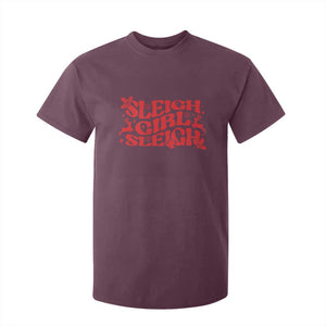 Funny Christmas T Shirt For Kid Sleigh Girl Sleigh Reindeer TS11 Maroon Print Your Wear
