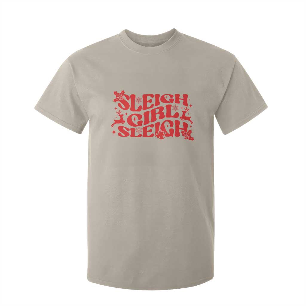 Funny Christmas T Shirt For Kid Sleigh Girl Sleigh Reindeer TS11 Sand Print Your Wear