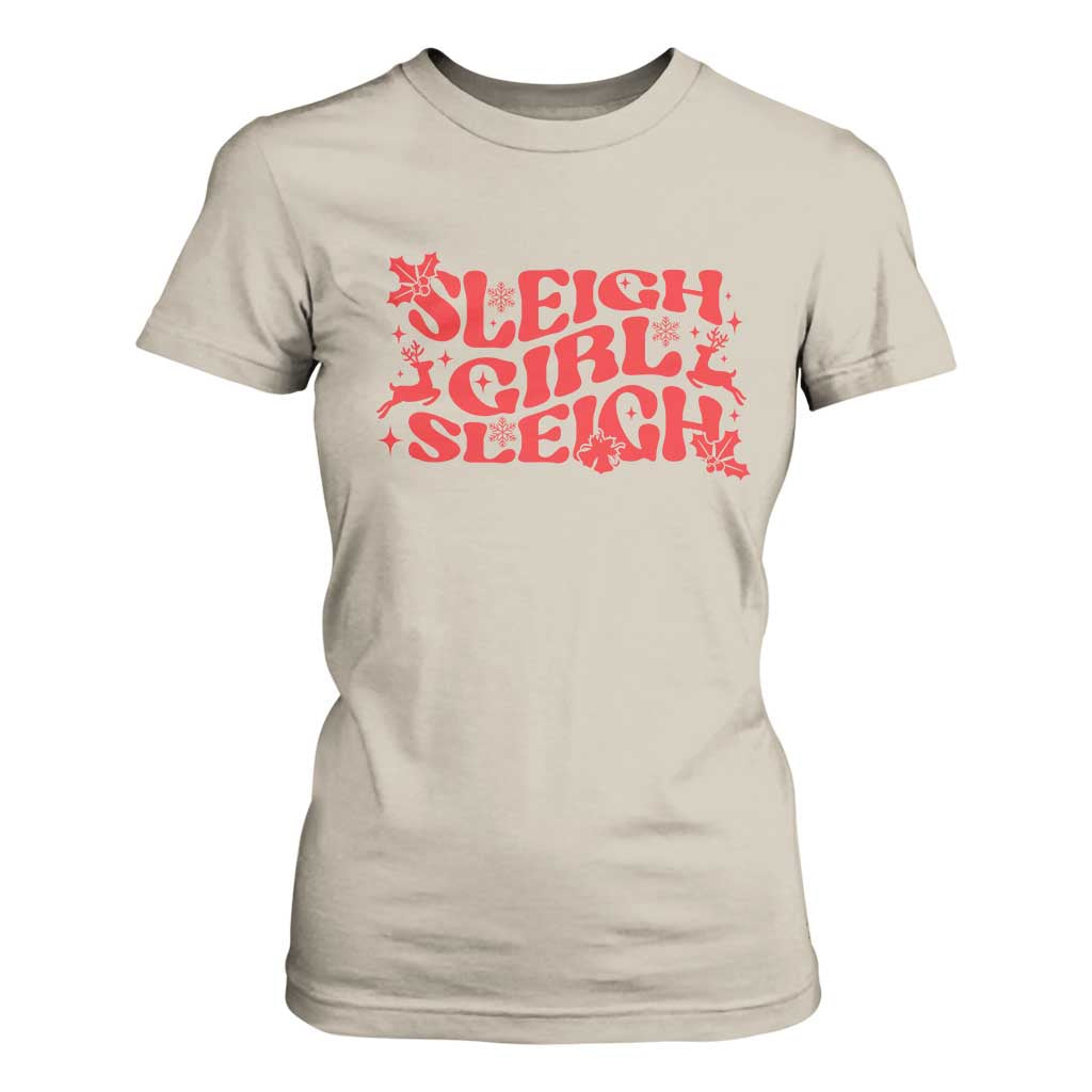 Funny Christmas T Shirt For Women Sleigh Girl Sleigh Reindeer TS11 Sand Print Your Wear