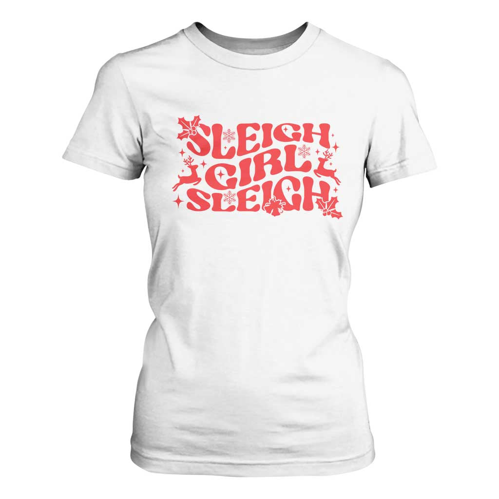 Funny Christmas T Shirt For Women Sleigh Girl Sleigh Reindeer TS11 White Print Your Wear