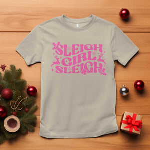 Funny Pink Christmas T Shirt Sleigh Girl Sleigh Reindeer TS11 Sand Print Your Wear