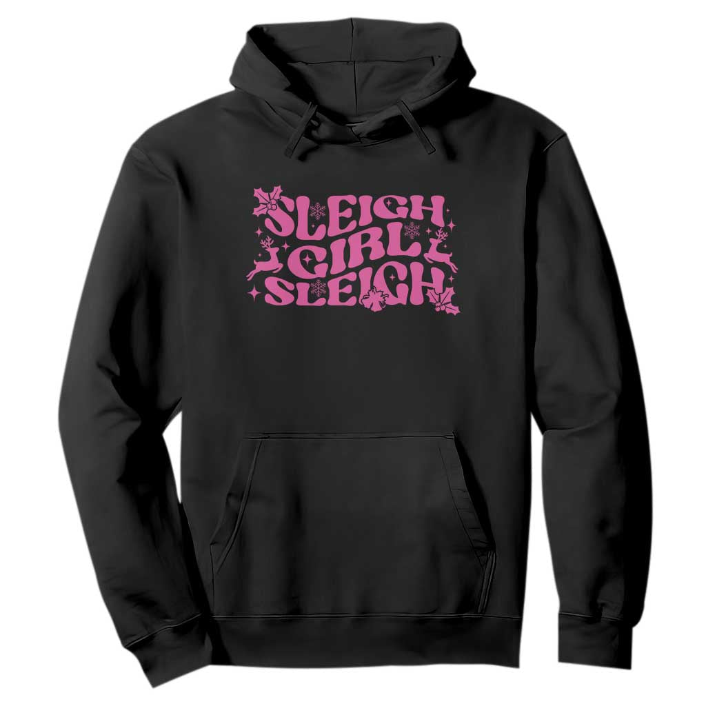 Funny Pink Christmas Hoodie Sleigh Girl Sleigh Reindeer TS11 Black Print Your Wear