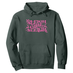 Funny Pink Christmas Hoodie Sleigh Girl Sleigh Reindeer TS11 Dark Forest Green Print Your Wear