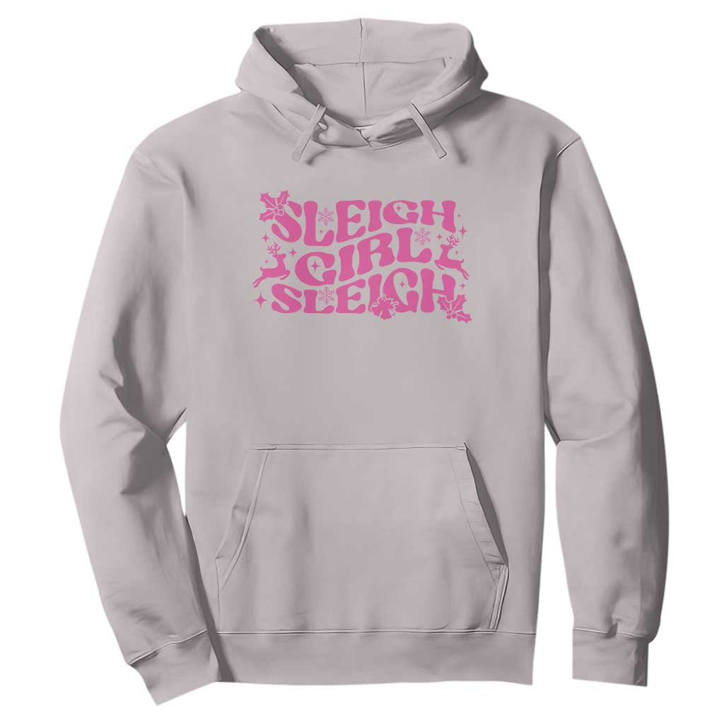 Funny Pink Christmas Hoodie Sleigh Girl Sleigh Reindeer TS11 Ice Gray Print Your Wear