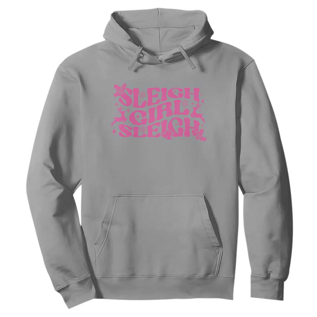 Funny Pink Christmas Hoodie Sleigh Girl Sleigh Reindeer TS11 Sport Gray Print Your Wear