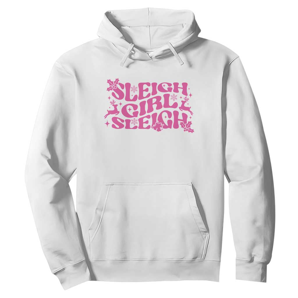 Funny Pink Christmas Hoodie Sleigh Girl Sleigh Reindeer TS11 White Print Your Wear