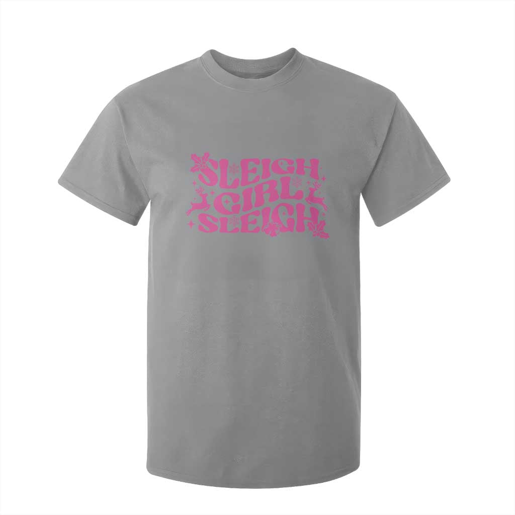 Funny Pink Christmas T Shirt For Kid Sleigh Girl Sleigh Reindeer TS11 Sport Gray Print Your Wear