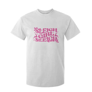 Funny Pink Christmas T Shirt For Kid Sleigh Girl Sleigh Reindeer TS11 White Print Your Wear