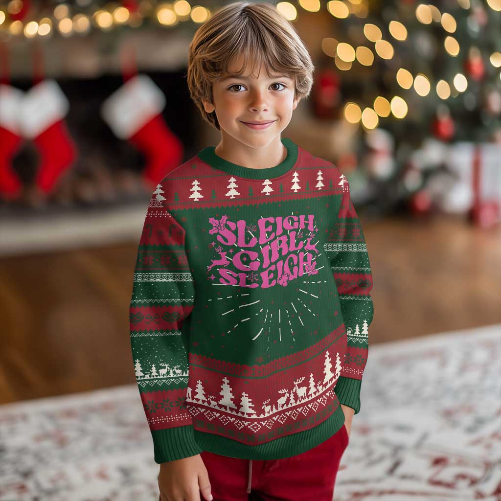 Funny Pink Xmas Ugly Christmas Sweater Sleigh Girl Sleigh Reindeer TS11 Christmas Print Your Wear
