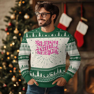 Funny Pink Xmas Ugly Christmas Sweater Sleigh Girl Sleigh Reindeer TS11 Green Print Your Wear