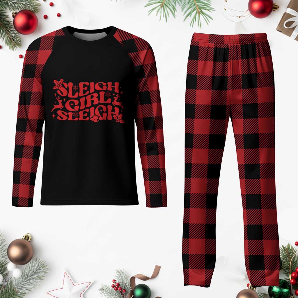 Funny Christmas Plaid Pajama Set Sleigh Girl Sleigh Reindeer TS11 Buffalo Plaid Print Your Wear