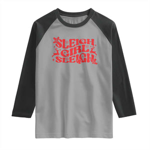 Funny Christmas Raglan Shirt Sleigh Girl Sleigh Reindeer TS11 Sport Gray Black Print Your Wear