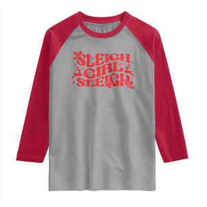 Funny Christmas Raglan Shirt Sleigh Girl Sleigh Reindeer TS11 Sport Gray Red Print Your Wear