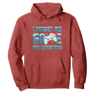 Funny Christmas Gamers Hoodie I Paused My Game For Christmas Snowy Santa Hat TS11 Red Print Your Wear