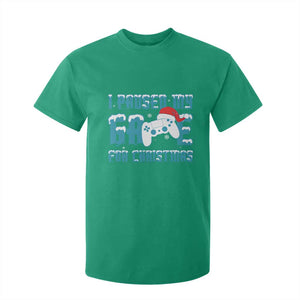 Funny Christmas Gamers T Shirt For Kid I Paused My Game For Christmas Snowy Santa Hat TS11 Irish Green Print Your Wear