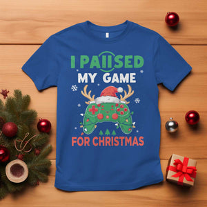 Funny Christmas Gamers T Shirt I Paused My Game For Christmas Santa Hat TS11 Royal Blue Print Your Wear