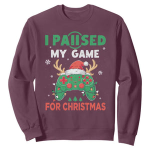 Funny Christmas Gamers Sweatshirt I Paused My Game For Christmas Santa Hat TS11 Maroon Print Your Wear