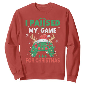Funny Christmas Gamers Sweatshirt I Paused My Game For Christmas Santa Hat TS11 Red Print Your Wear