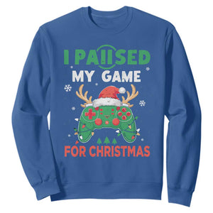 Funny Christmas Gamers Sweatshirt I Paused My Game For Christmas Santa Hat TS11 Royal Blue Print Your Wear