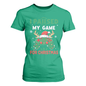 Funny Christmas Gamers T Shirt For Women I Paused My Game For Christmas Santa Hat TS11 Irish Green Print Your Wear