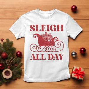 Funny Christmas T Shirt Sleigh All Day Xmas Santa's Sleigh TS11 White Print Your Wear