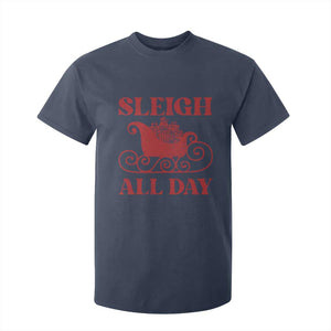 Funny Christmas T Shirt For Kid Sleigh All Day Xmas Santa's Sleigh TS11 Navy Print Your Wear