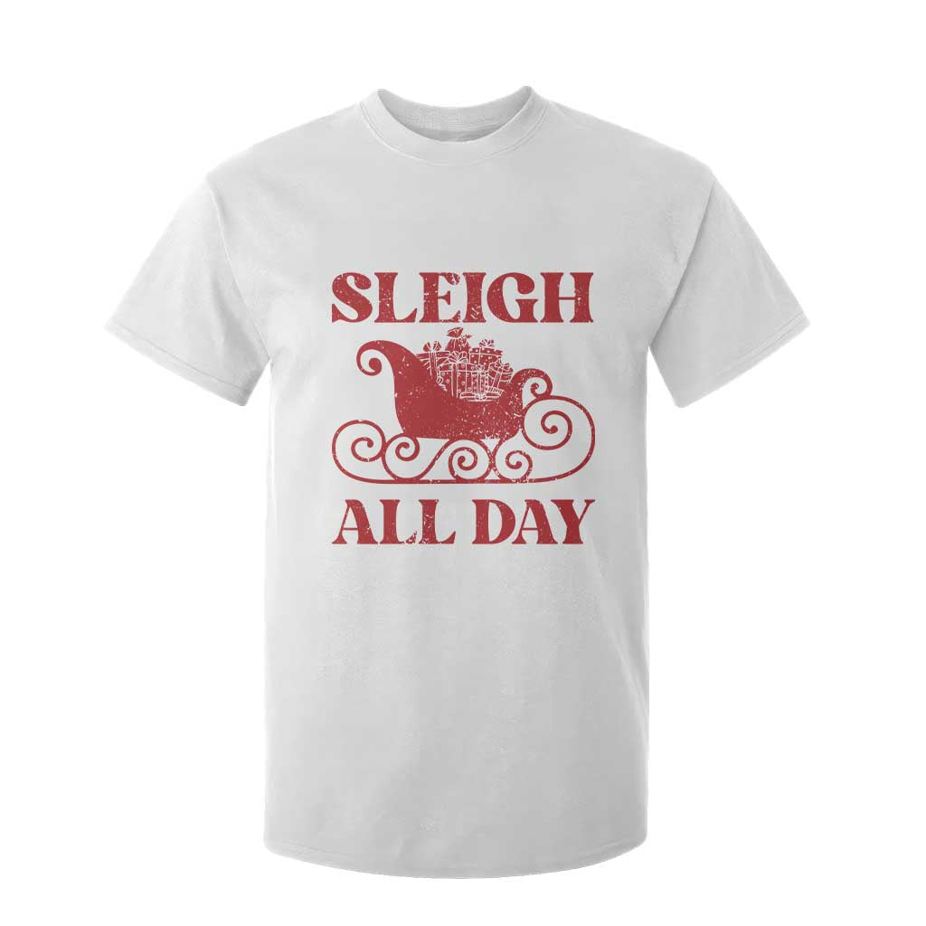 Funny Christmas T Shirt For Kid Sleigh All Day Xmas Santa's Sleigh TS11 White Print Your Wear