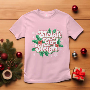 Sleigh Girl Sleigh T Shirt Christmas Retro Groove Slay Girl Mistletoe TS11 Light Pink Print Your Wear