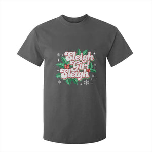 Sleigh Girl Sleigh T Shirt For Kid Christmas Retro Groove Slay Girl Mistletoe TS11 Dark Heather Print Your Wear