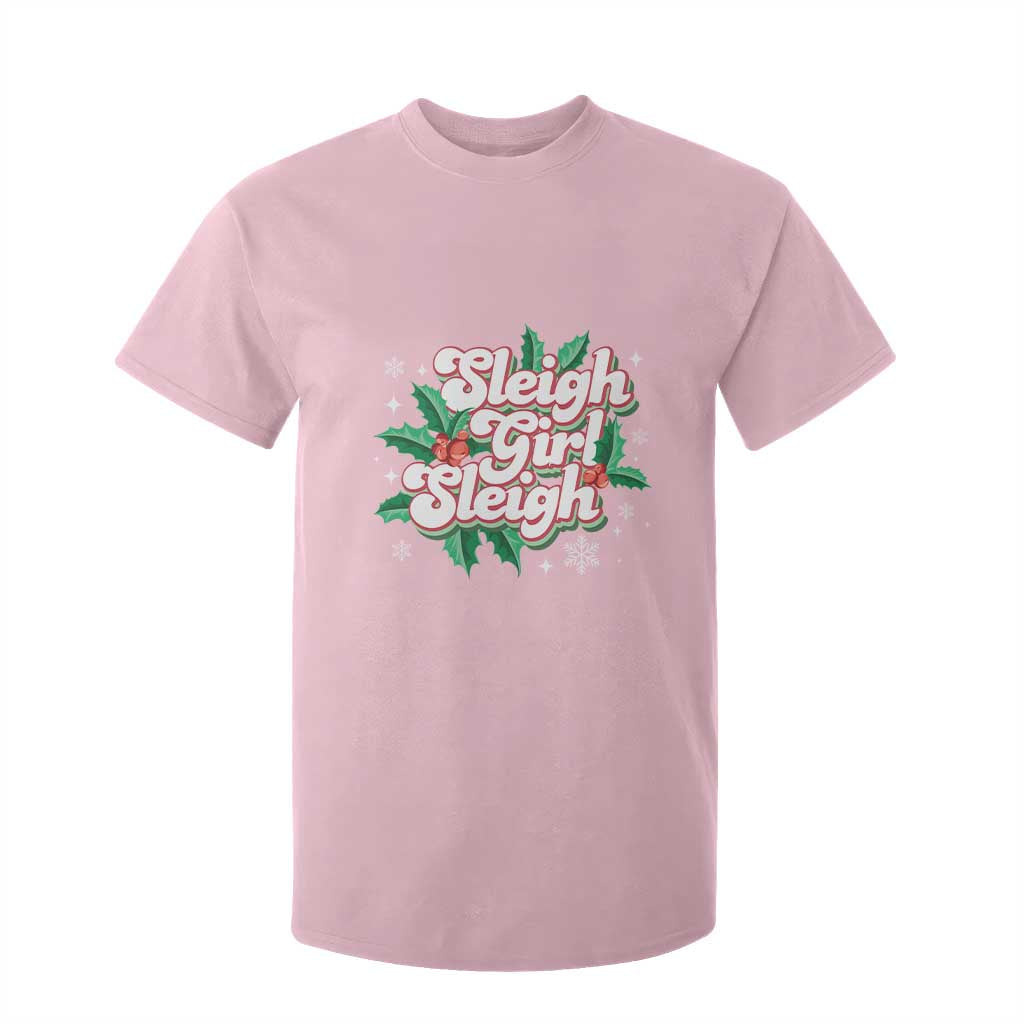Sleigh Girl Sleigh T Shirt For Kid Christmas Retro Groove Slay Girl Mistletoe TS11 Light Pink Print Your Wear