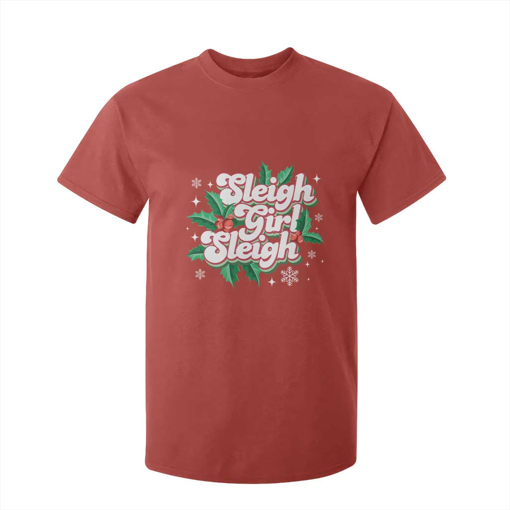 Sleigh Girl Sleigh T Shirt For Kid Christmas Retro Groove Slay Girl Mistletoe TS11 Red Print Your Wear