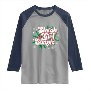 Sleigh Girl Sleigh Raglan Shirt Christmas Retro Groove Slay Girl Mistletoe TS11 Sport Gray Navy Print Your Wear