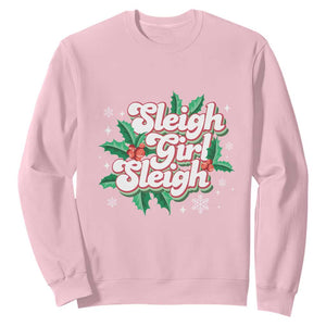Sleigh Girl Sleigh Sweatshirt Christmas Retro Groove Slay Girl Mistletoe TS11 Light Pink Print Your Wear