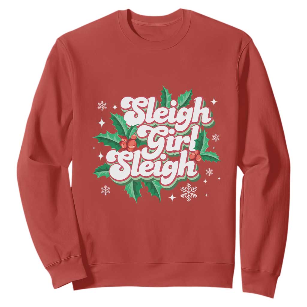 Sleigh Girl Sleigh Sweatshirt Christmas Retro Groove Slay Girl Mistletoe TS11 Red Print Your Wear