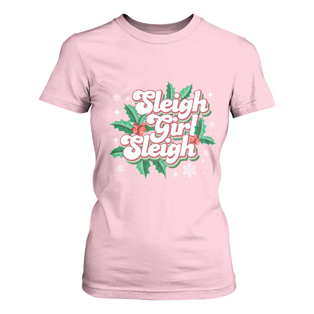 Sleigh Girl Sleigh T Shirt For Women Christmas Retro Groove Slay Girl Mistletoe TS11 Light Pink Print Your Wear