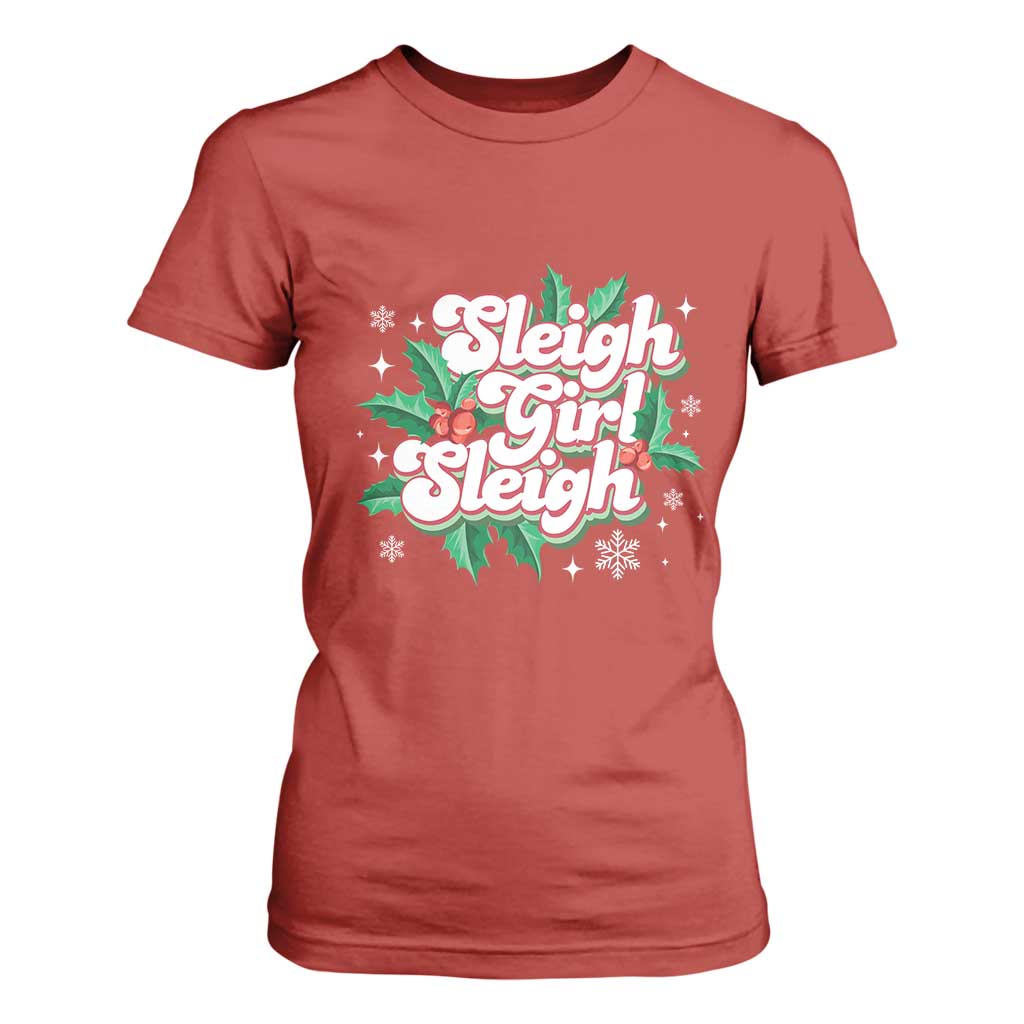 Sleigh Girl Sleigh T Shirt For Women Christmas Retro Groove Slay Girl Mistletoe TS11 Red Print Your Wear