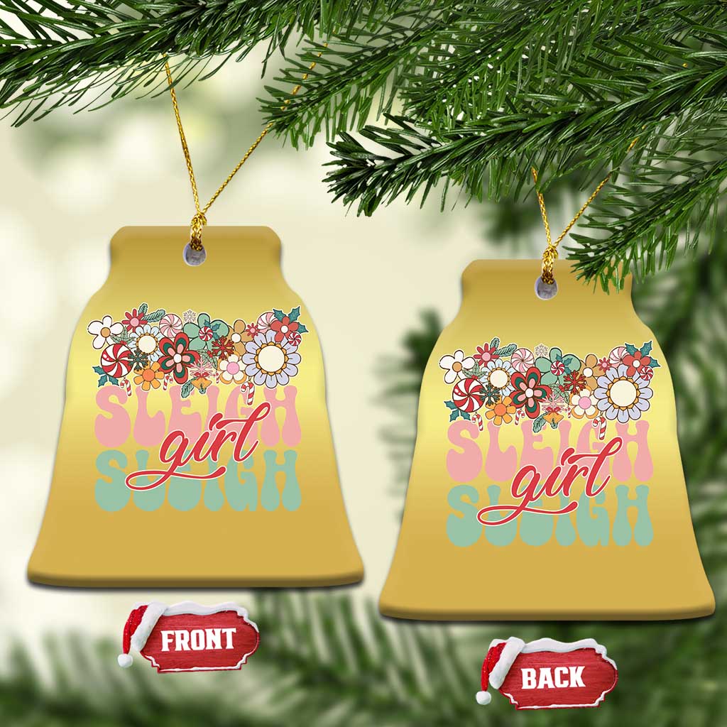Sleigh Girl Sleigh Christmas Ornament Christmas Retro Groove Slay Girl TS11 Bell Flake Gold Print Your Wear